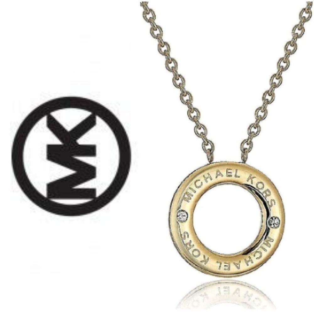 Michael Kors Gold Tone Haute Iconic Circle Necklac